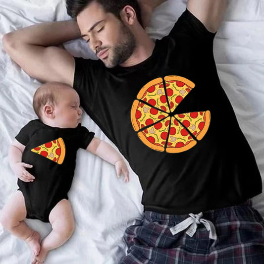 Fathers Day Special - Pizza and Pizza Slice Print Family Matching T- Shirts